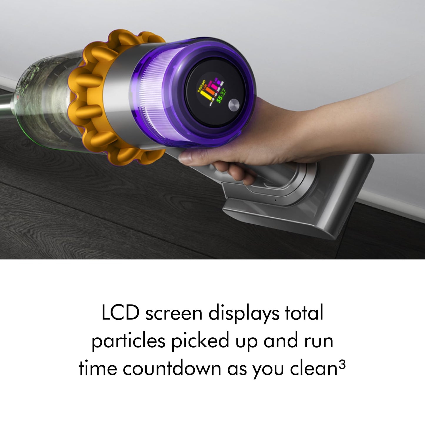 Dyson V15 Detect Plus cordless vacuum, laser dust detection, 240AW suction, deep carpet & pet cleaning.