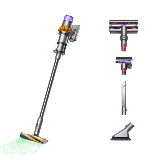 Dyson V15 Detect Plus cordless vacuum, laser dust detection, 240AW suction, deep carpet & pet cleaning.