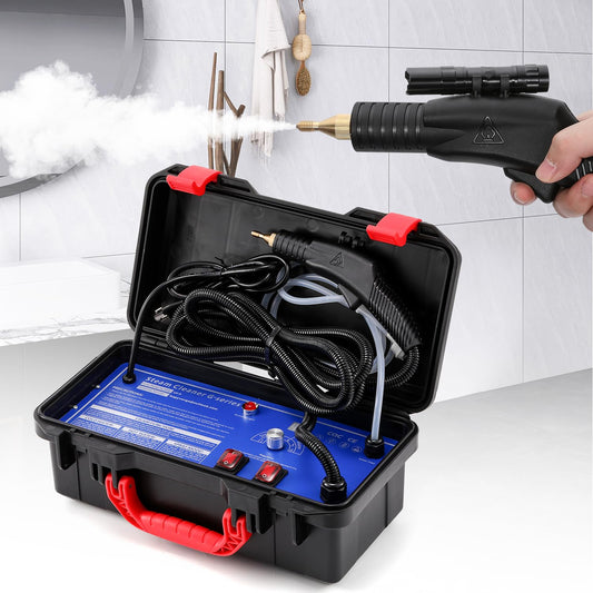 Hapyvergo 1700W high-pressure steam cleaner, heavy-duty steamer for tile, grout, car & home surfaces.