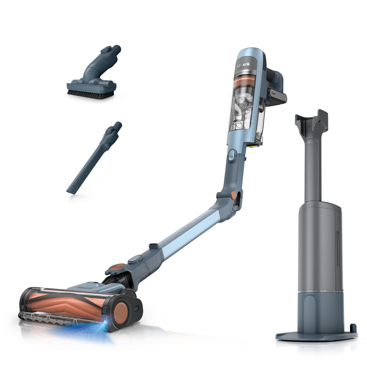 Shark PowerDetect Speed Clean & Empty, auto-empty cordless vacuum, 60 min runtime, lightweight design.