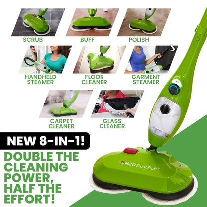 H2O X5 8-in-1 steam mop & handheld cleaner, 11 accessories, for floors, grout, carpets & upholstery.