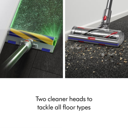 Dyson V15 Detect Plus cordless vacuum, laser dust detection, 240AW suction, deep carpet & pet cleaning.