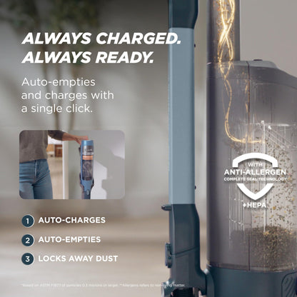Shark PowerDetect Speed Clean & Empty, auto-empty cordless vacuum, 60 min runtime, lightweight design.